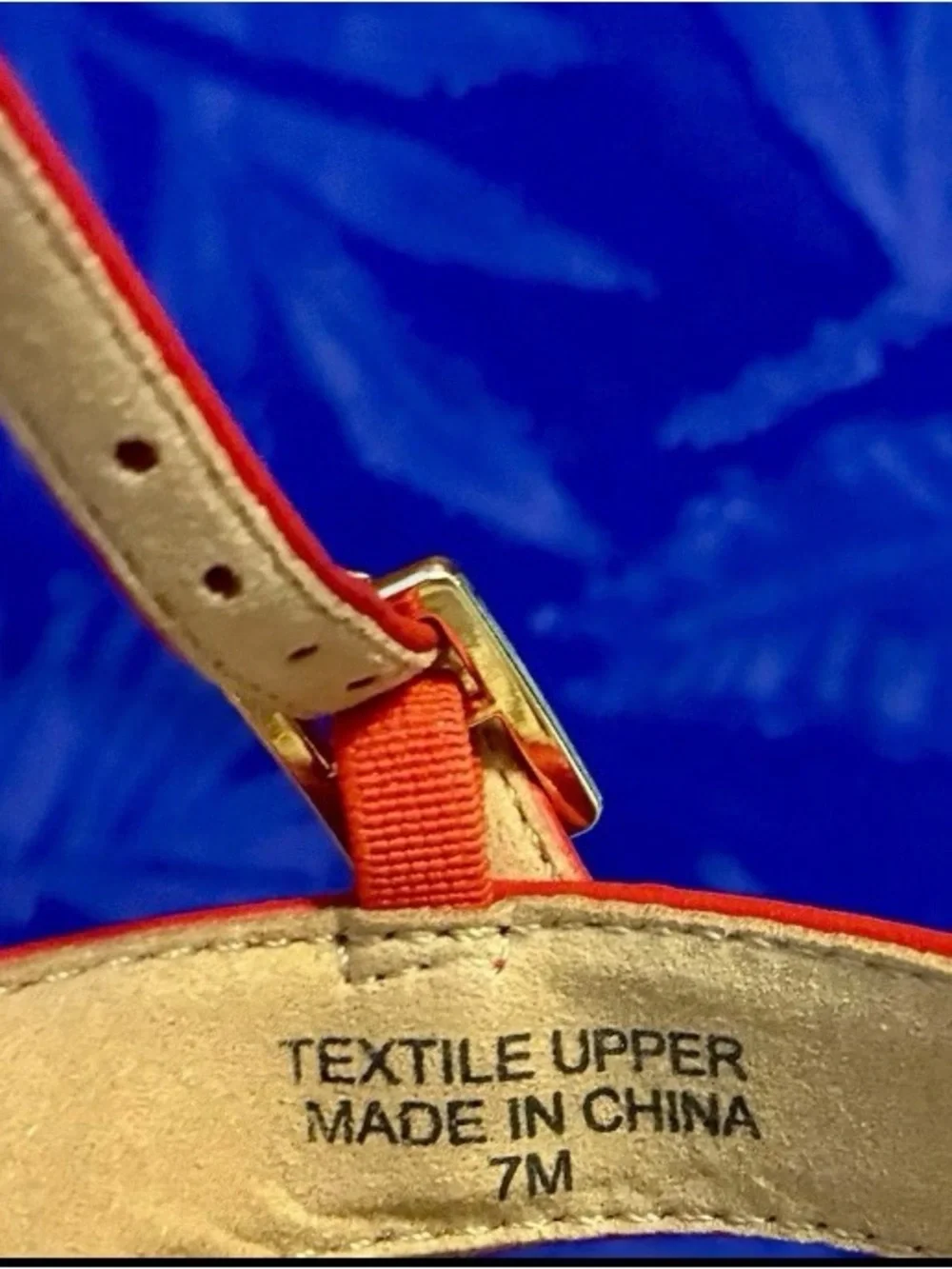 Talbots Size 7 Izzy d’Orsay Canvas Eyelet Espadrille Sandal Flats Red Cotton